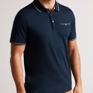 Ted Baker Tortila
Short Sleeve Polo With Birdseye Stripe Collar Detail